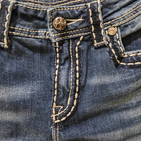 Women's Miss Me Capris Size 25 JPB5014-6 Boyfriend Cut Jeans Denim Pant Distress - Picture 8 of 16